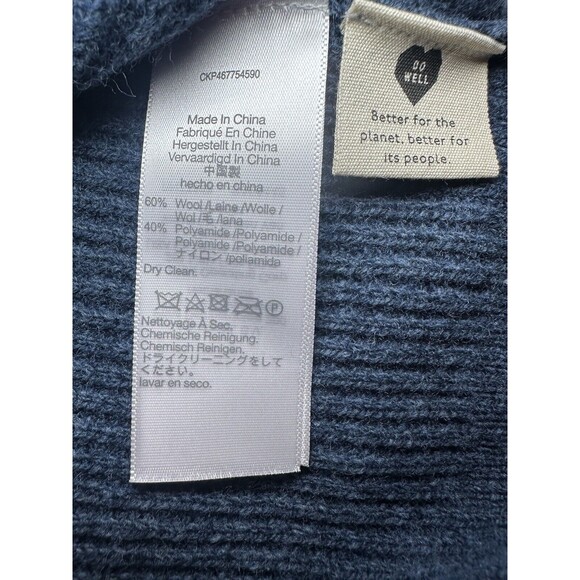 MADEWELL Button Shoulder‎ Turtleneck Wool Blend Blue Sweater Women's XS NWT - Picture 8 of 10